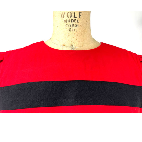 Diane Von Furstenberg Vintage Drop Waist Pleated Dress Red Black Size 8 - Picture 7 of 11